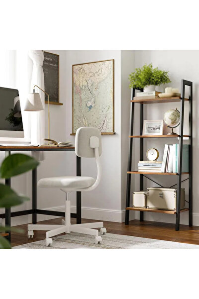 VASAGLE Ladder Bookcase, Steel Frame with 4 MDF Shelves, Industrial Style, 56x34x138cm, Brown