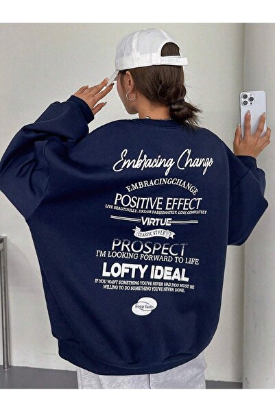 StartMore Women's Spring and Autumn Slogan Printed Round Neck Drop Shoulder L...