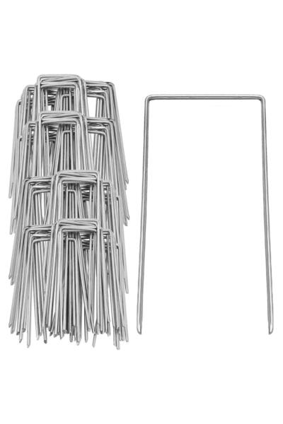 OEM Set 100 ancore metalice pentru fixare agrotextil, 15x7 cm, argintiu