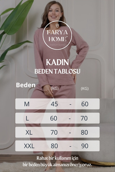 Farya Home Σετ πιτζάμες με μακρυμάνικο πλεκτό χειμωνιάτικο ριγέ σχέδιο