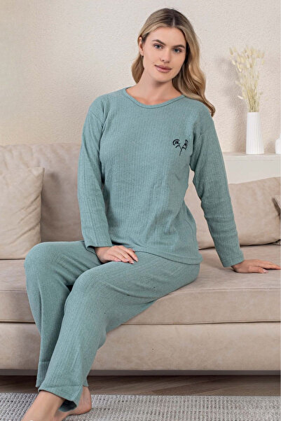 Farya Home Cotton Short Sleeve Buttoned Ribbed Shorts Shirt Pajama Set