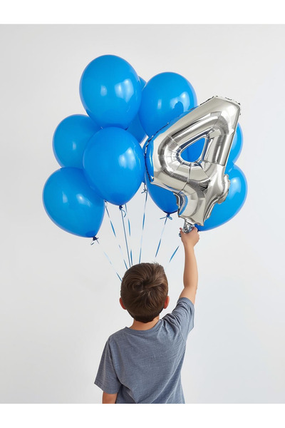 Umamiçe 4 Number Balloon Set – 40 Inch (100 cm) Foil Balloon + 10 Metallic Bl...