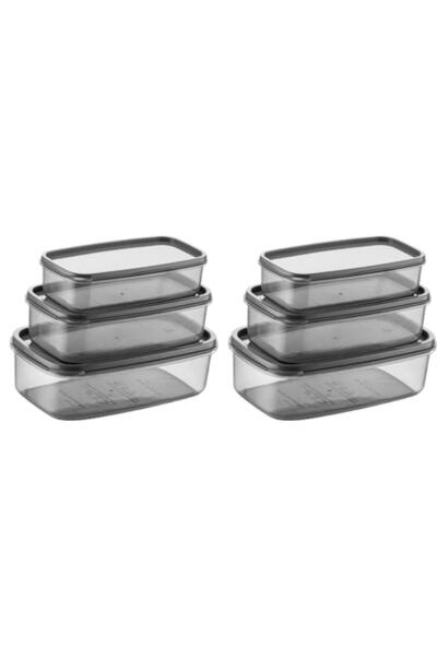 HSDemirci Oval 6 Piece Airtight Leakproof Storage Container Set Smoked 2X(300/500/800 ml)