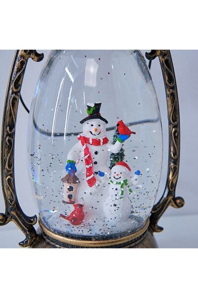 OEM Christmas Lantern with Snowmen, Musical, USB Included, 24 x 11 cm, Antique Bronze
