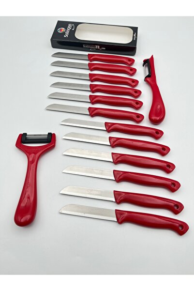 Solingen Orijinal Ritter Simli 12 Adet Meyve Bıçağı 2'li Soyacak Kırmızı