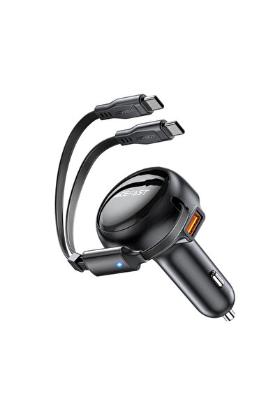 Acefast USB, Type-C Car Charger, 53W, Retractable Cable B13