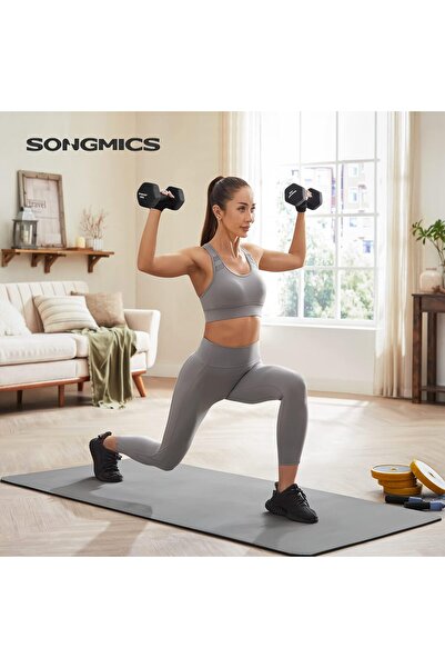 SONGMICS Set gantere hexagonale 2x5 kg, fontă cu înveliș din neopren, mâner ergonomic antiderapant
