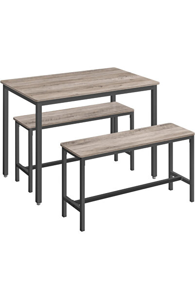 VASAGLE Bar table with 2 benches, industrial design, 110x70x75cm, sonoma oak