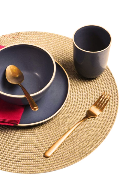 Salvia Dione Set of 2 Coasters - Wicker American Style & Jute Plate Coasters - Decorative Lux Tableware Presentation Wicker Coasters