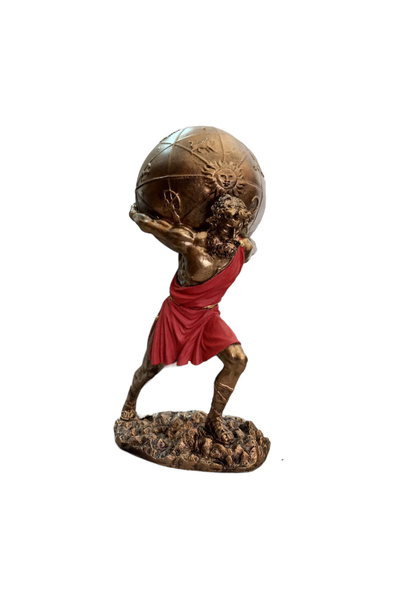 srs dizayn Dünya Küresini Taşıyan Atlas Titan, El Yapımı Mitolojik Heykel 32cm