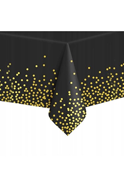 SERSIMO Disposable tablecloth for parties, 137x272cm, black and gold