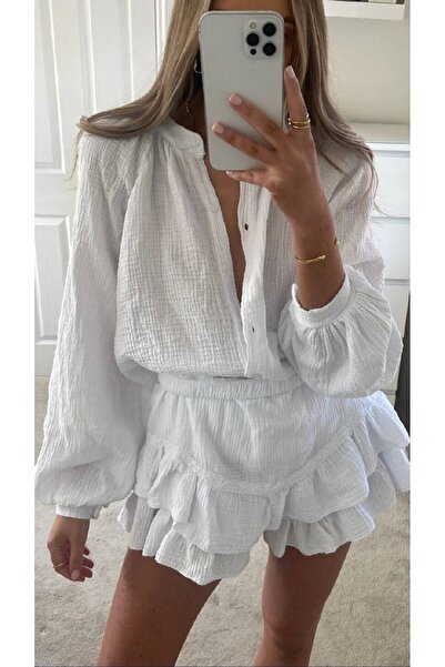 Friday Mood Women's Lace Detailed Muslin Jumpsuit