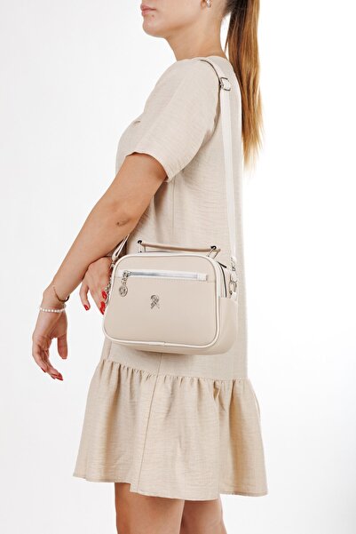 Newish Women's Long Strap Crossbody Shoulder Bag New358 - Beige