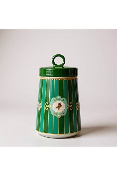 Yumuk Shop 3-Piece Luxury Piano Bird Green 750 ml Jar Set Vacuum Lid Storage Container