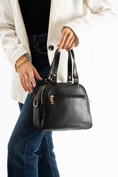 Sanmorris حقيبة كتف وحقيبة يد نسائية متعددة الأقسام بسحاب - حزام متقاطع