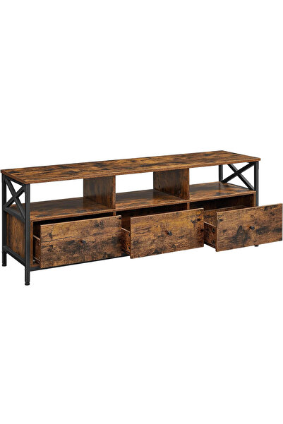 VASAGLE Suport TV pentru până la 65 de inci, cu 3 sertare și 3 rafturi deschise, 40x147x50cm, maro rustic