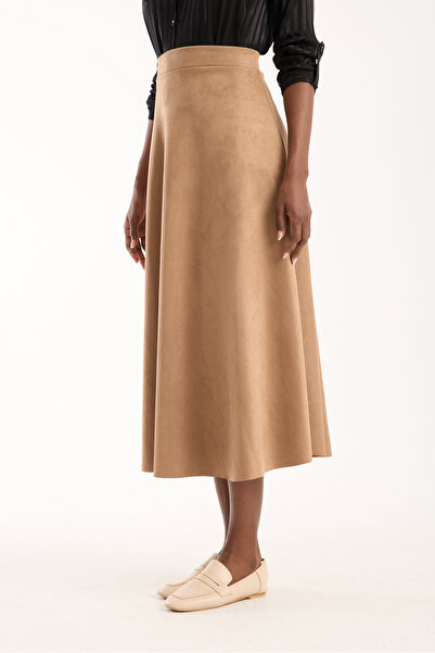Gugus Women's Long Suede Skirt Flawless/Mevlana Model 90 cm Full Length