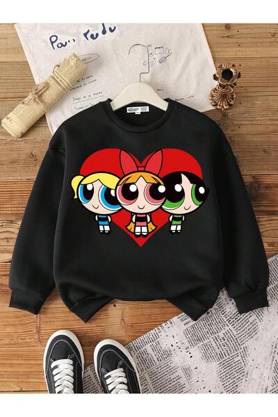 StartMore سترة THE POWERPUFF GIRLS X Tween Girl كاجوال ذات رقبة دائرية وأكمام...