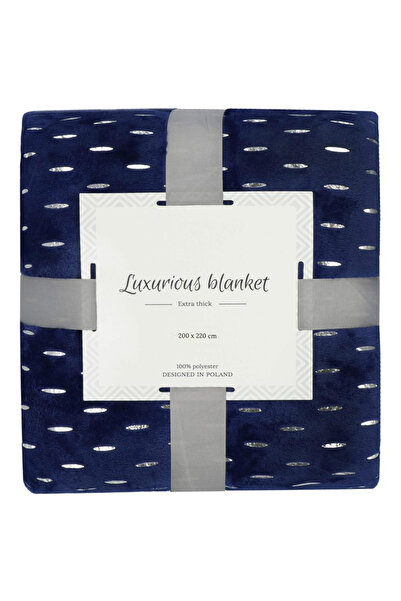 Optim Solution Fluffy blanket for 2 people, double-sided, embossed pattern, 200x220 cm, navy blue