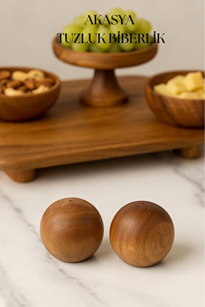 Depa Akasya 2-Piece Ball Salt and Pepper Shaker Set - Stylish and Natural