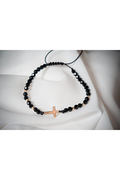 OEM Bratara cu cristale, cruce plina si bilute aur 585 14k - Reglabila