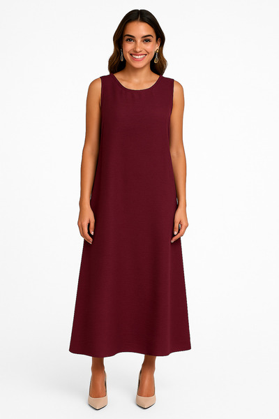 Black Season Sleeveless Abaya Dress in Maroon | By Black Season |