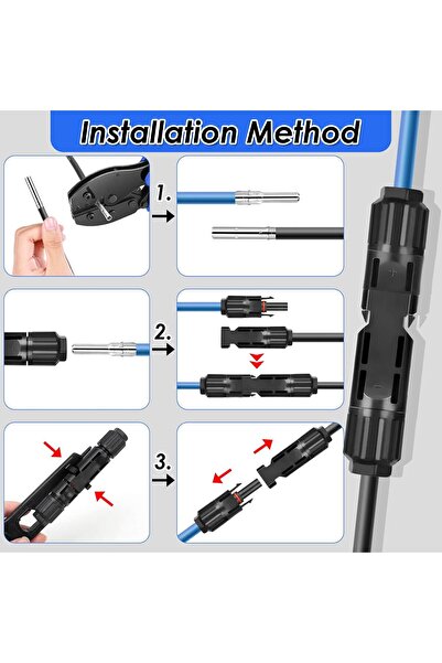 Onuvio Set de 10 conectori MC4 Onuvio® pentru panouri solare fotovoltaice, 1000V 30A, IP67