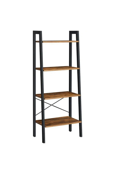VASAGLE Ladder Bookcase, Steel Frame with 4 MDF Shelves, Industrial Style, 56x34x138cm, Brown