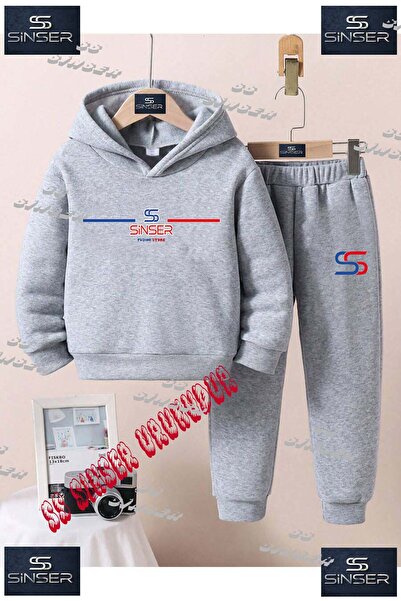 SS SİNSER Παιδικό Unisex Σετ Φούτερ με Κουκούλα και Στάμπα "SS SINSER YAN TEK...