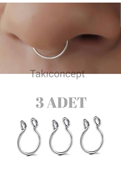 TakıConcept 3 ADET Deliksiz Septum, Deliksiz Piercing, Fake Piercing