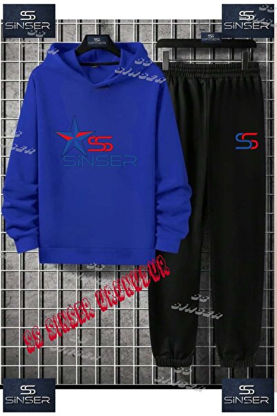 SS SİNSER Children's Unisex Printed Hooded Tracksuit Set with the Text "Ss Si...
