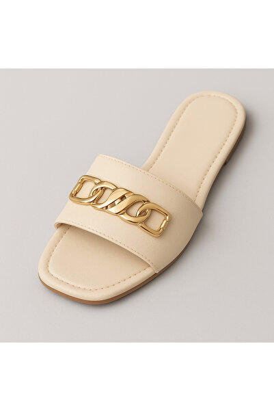 KumaşEvi 1 Çift Zincir Halkalı Altın Desenli Ayakkabı – Dekoratif Çanta ve Kı...