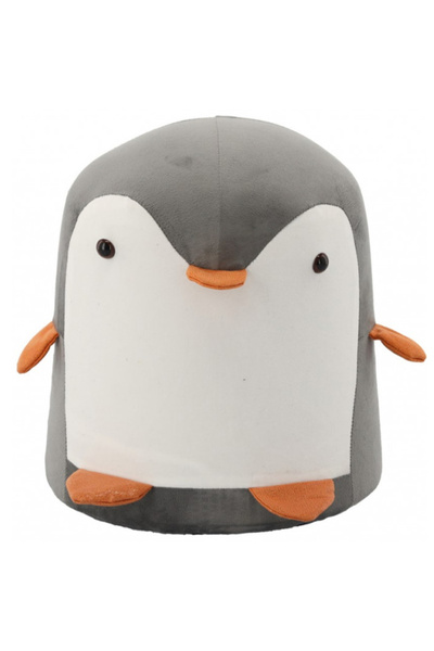 OEM Taburet pentru copii, 28x25cm, maxim 50kg, model pinguin gri