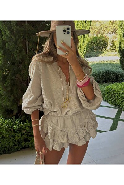 Friday Mood Women's Lace Detailed Muslin Jumpsuit