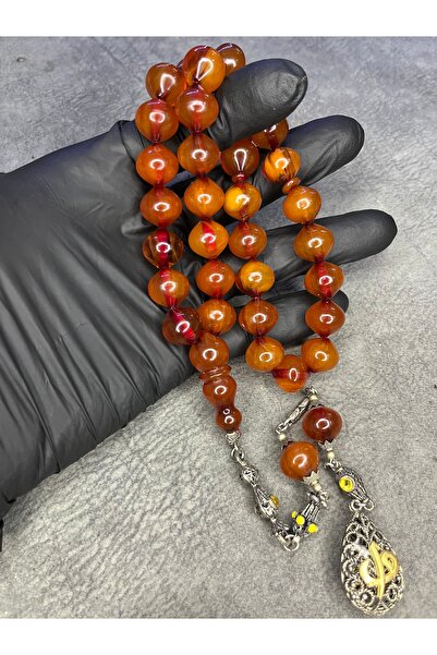 Mos Tespih Large Size High-End Crimped Amber Prayer Beads from the Old Collection
