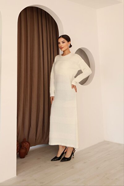 CLB COLLECTION Women's Knitwear Stripe Knitted Detailed Dress