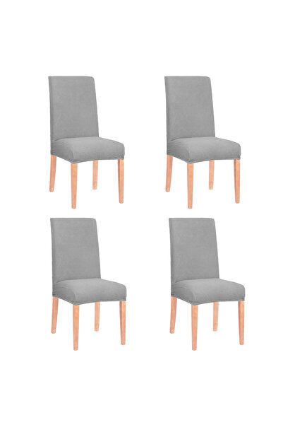 Optim Solution Σετ 4 Καλύμματα Καρέκλας Universal, Universal Μέγεθος, από Πολυεστέρα και Σπάντεξ, 45 x 60 cm, Γκρι με Καρό