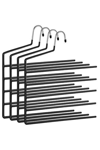 SONGMICS Set de 4 umerașe pentru pantaloni, 5 bare, 32x35cm, negru