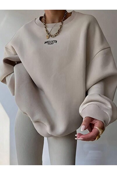 StartMore Women's Spring and Autumn Slogan Printed Round Neck Drop Shoulder Top