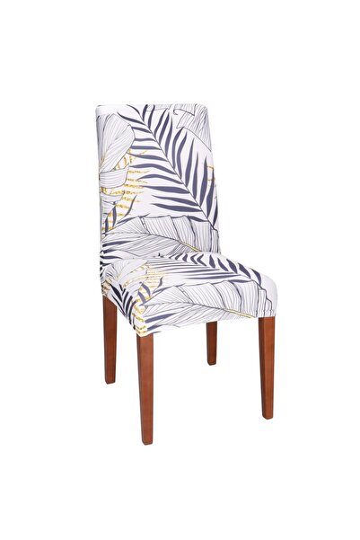 SERSIMO Husă de scaun, dimensiune universală, poliester și spandex, 38x70cm, alb, nuanțe de bleumarin, galben