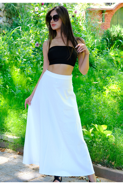 BRN Fusta albă din crep pentru femei