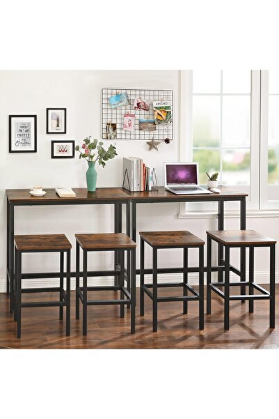 VASAGLE High bar table, metal frame, industrial design, 100x40x90cm, rustic brown