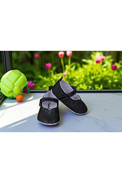 BEBLUXBABY Kalpli Simli Ekru Babet Bebek Ayakkabısı