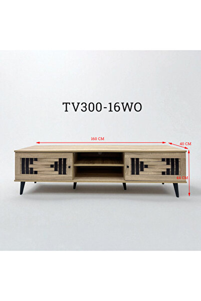 TrentonGCC Modern MDF TV Cabinet 140cm with Storage Shelves, Woven Door Design & Heavy Duty Plastic Legs