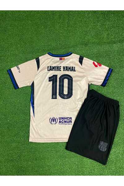 Ronson Barcelona 2025/26 Yeni Sezon Lamine Yamal Deplasman Çocuk Forması (Krem)
