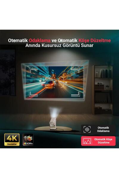 Vankyo Aurzen Boom Air Android Google TV 4K Destekli Projeksiyon Cihazı +HDR10+ToF Auto Focus+Auto K