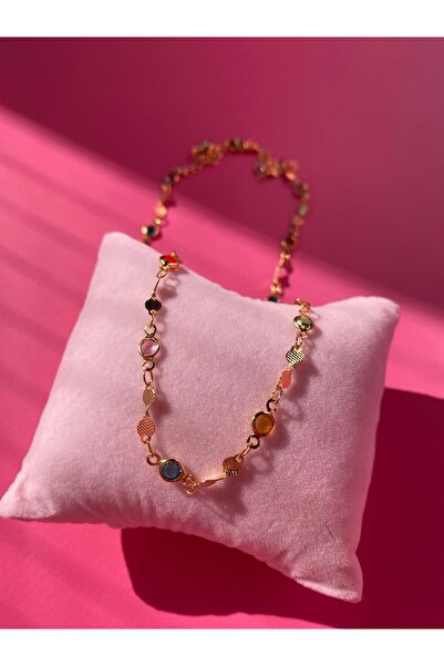 SİMİ TAKI VIP Renkli Taşlı Tasarım Choker Kolye