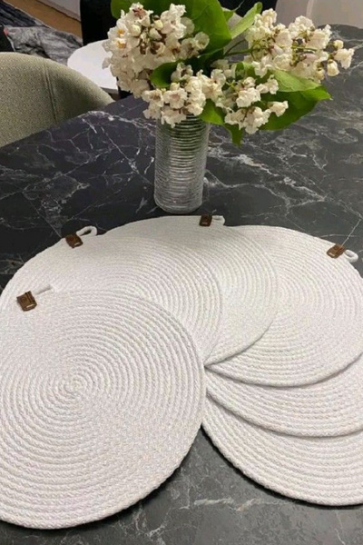 Salvia Dione Set de 2 suporturi - Suport american din răchită și suport pentru farfurie din iută - Suport decorativ de lux pentru prezentare de veselă din răchită