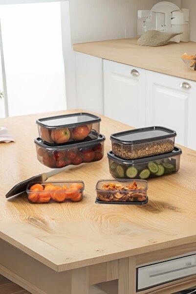 HSDemirci Oval 6 Piece Airtight Leakproof Storage Container Set Smoked 2X(300/500/800 ml)
