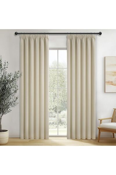 MIULEE Set 2 Draperii Opaca, 145x225 cm, Prindere pe Sina prin Carlige, Bej - CN